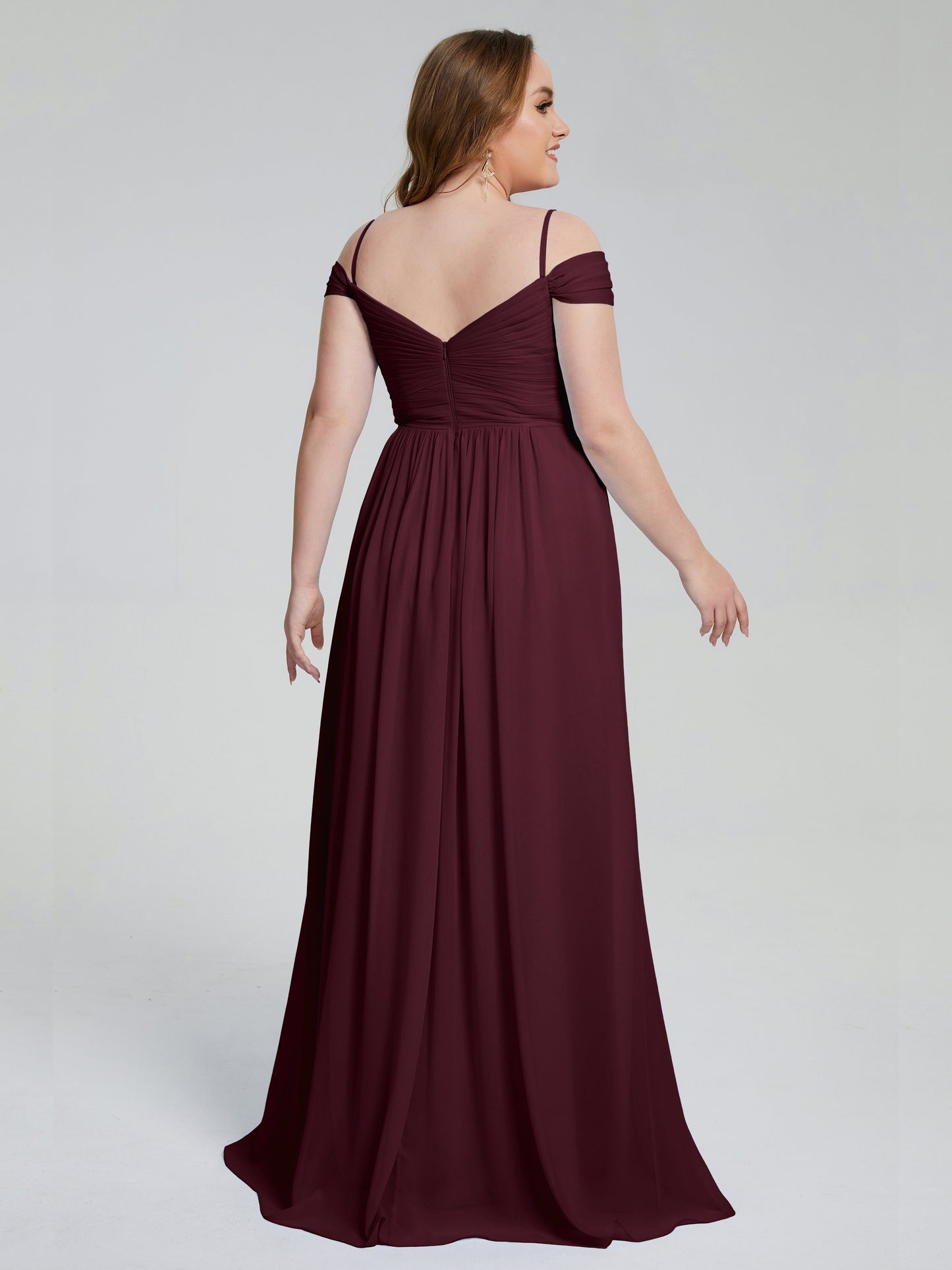 Catherine Elegant Straps Split Plus Size Bridesmaid Dresses