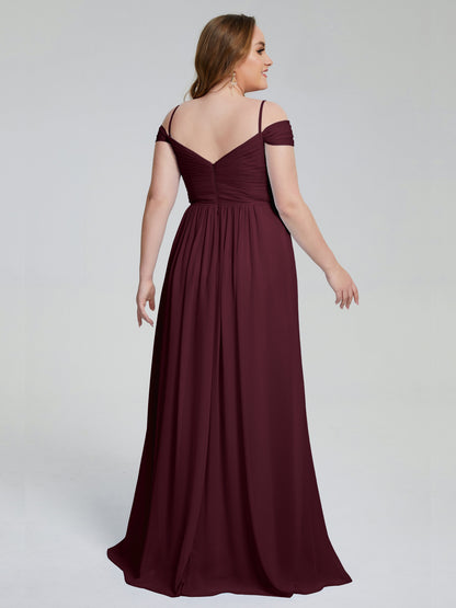 Catherine Elegant Straps Split Plus Size Bridesmaid Dresses