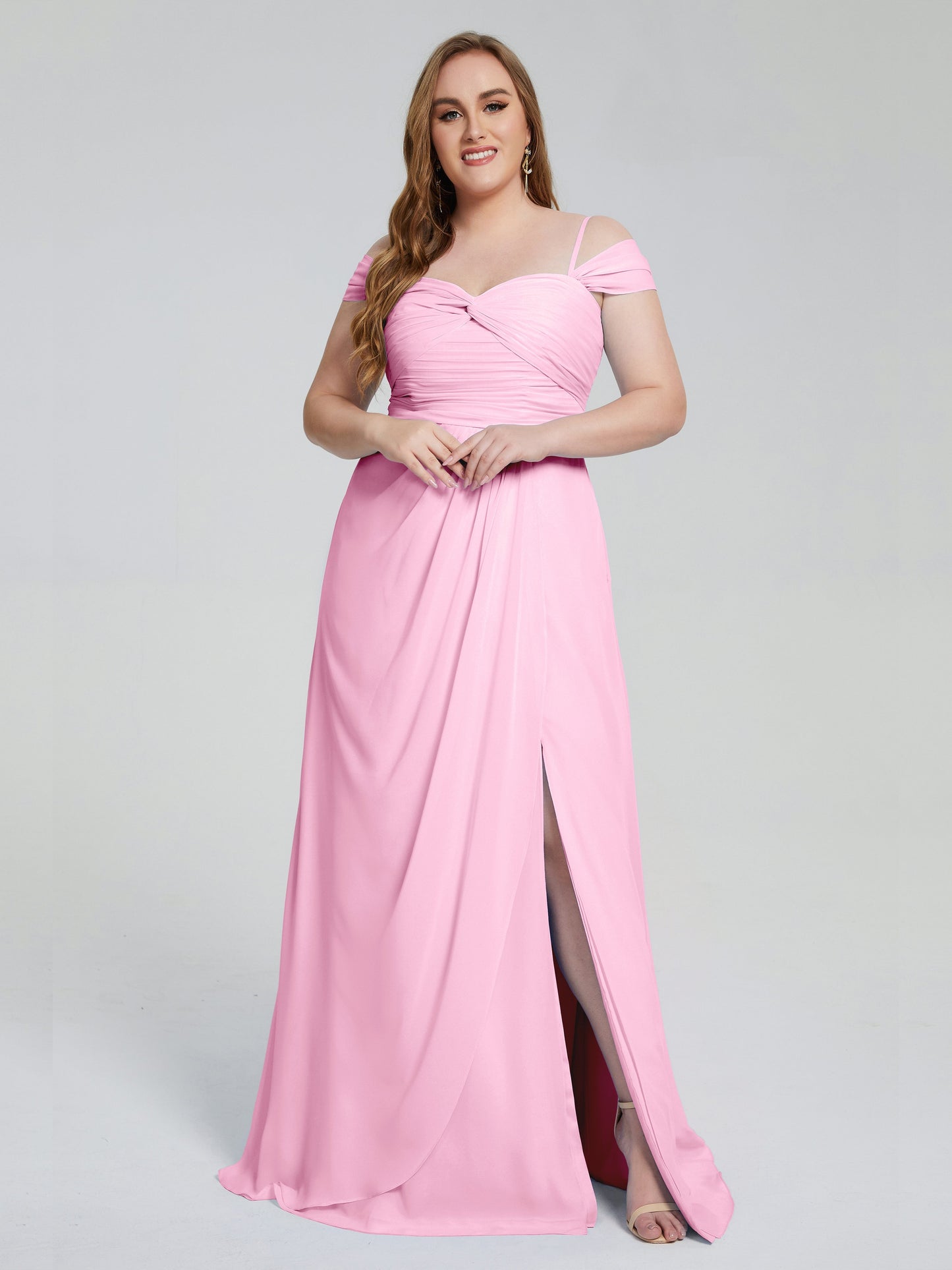 Catherine Elegant Straps Split Plus Size Bridesmaid Dresses