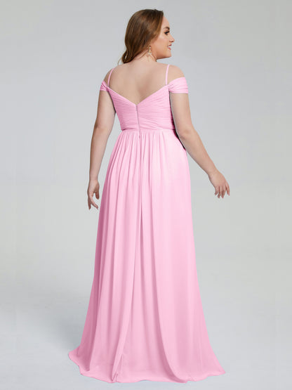 Catherine Elegant Straps Split Plus Size Bridesmaid Dresses