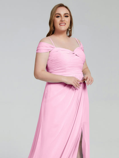 Catherine Elegant Straps Split Plus Size Bridesmaid Dresses
