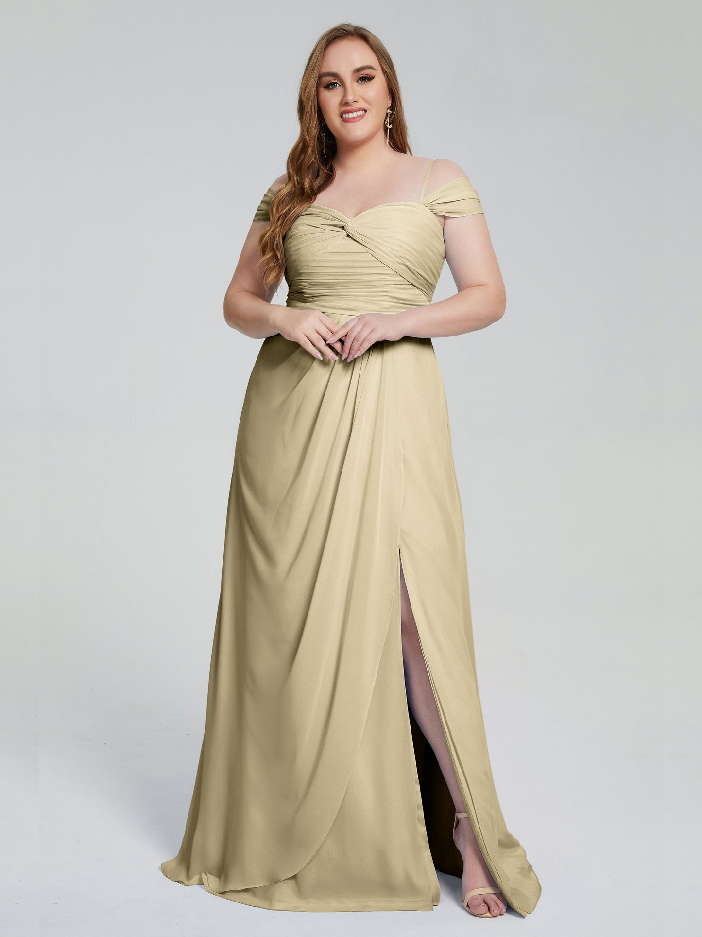 Catherine Elegant Straps Split Plus Size Bridesmaid Dresses