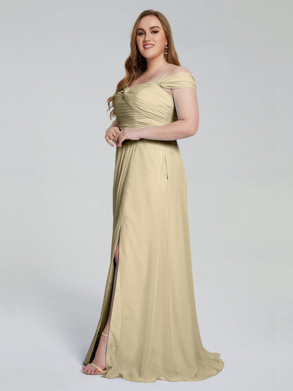Catherine Elegant Straps Split Plus Size Bridesmaid Dresses