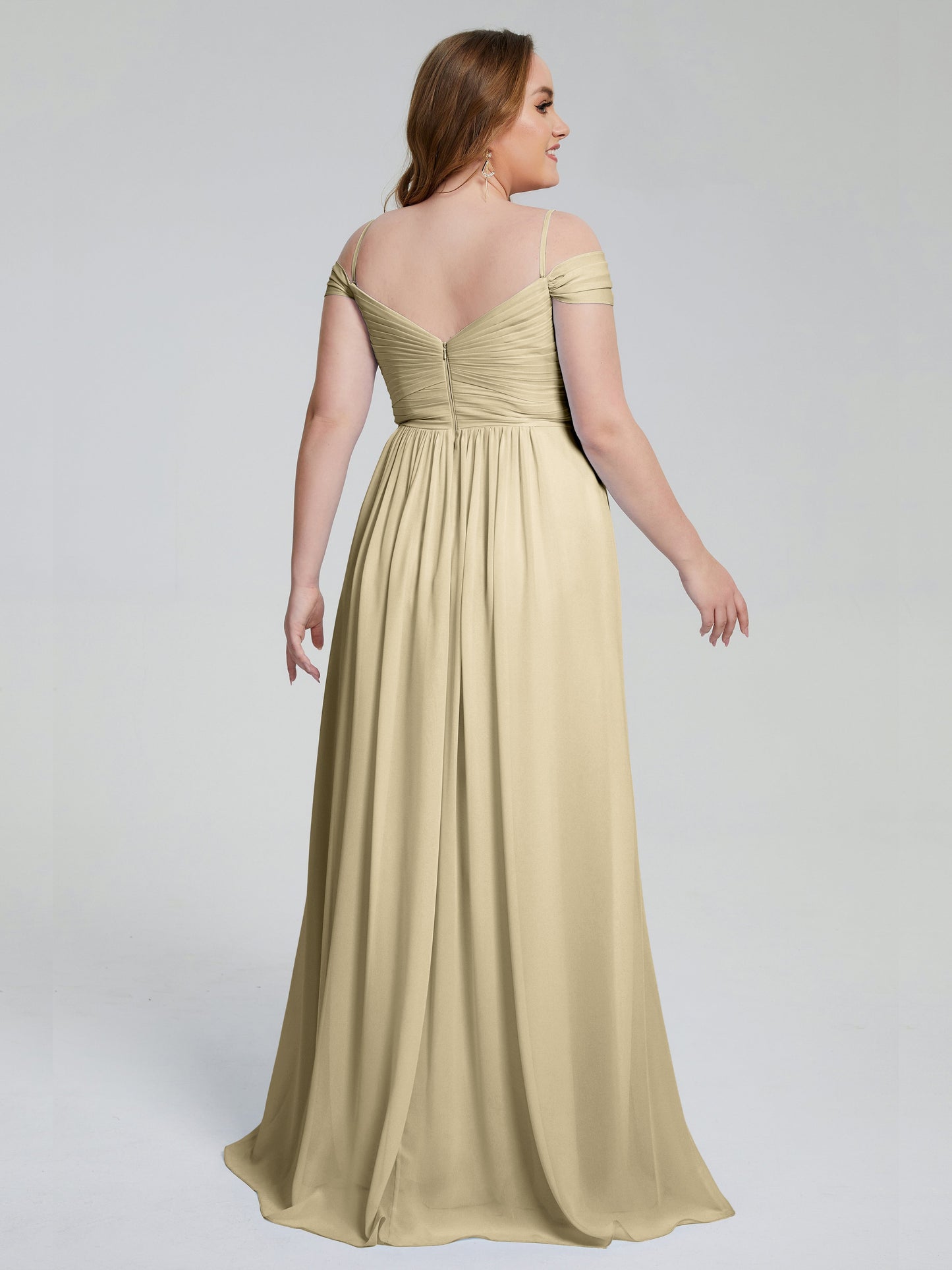 Catherine Elegant Straps Split Plus Size Bridesmaid Dresses