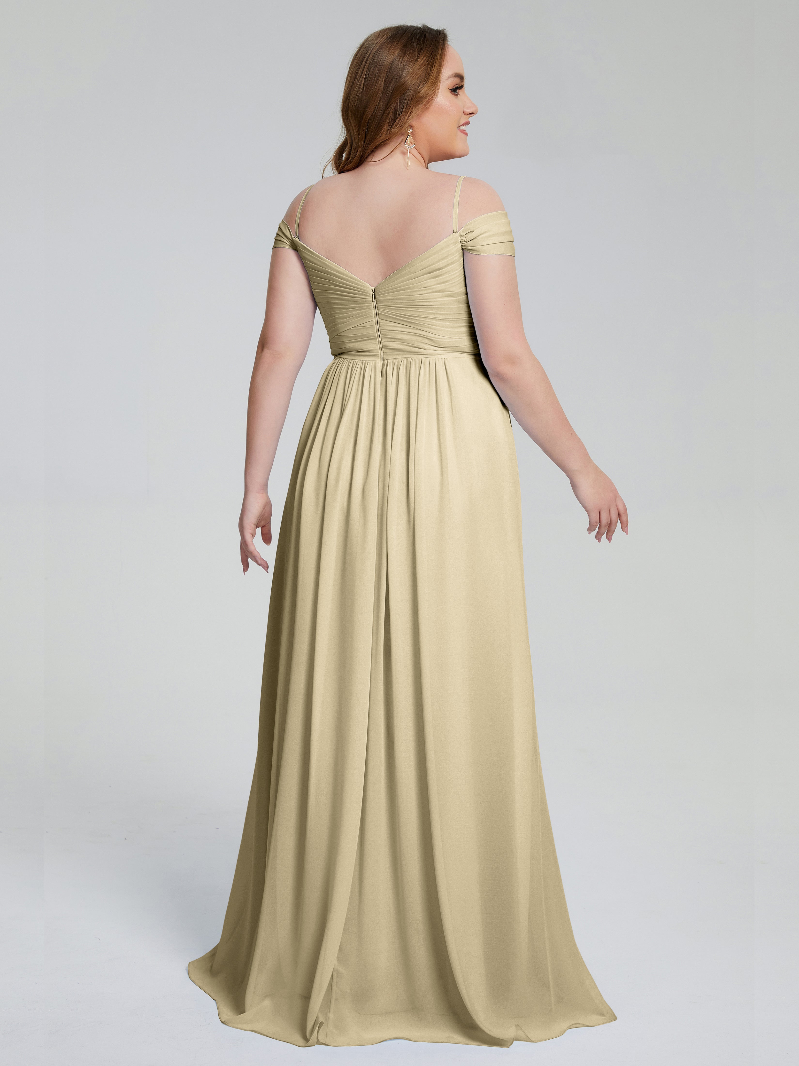 Catherine Elegant Straps Split Plus Size Bridesmaid Dresses