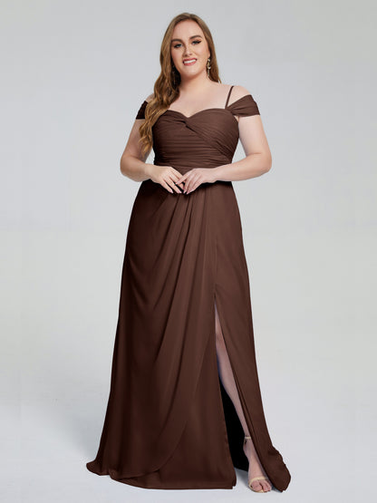 Catherine Elegant Straps Split Plus Size Bridesmaid Dresses