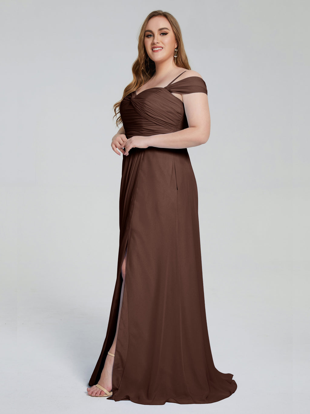 Catherine Elegant Straps Split Plus Size Bridesmaid Dresses