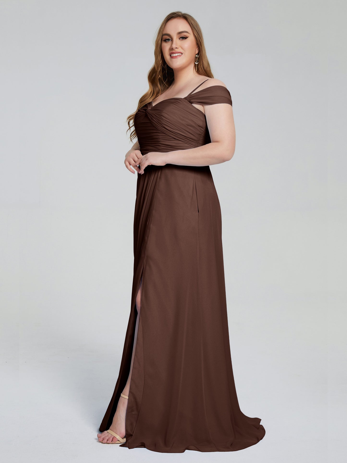 Catherine Elegant Straps Split Plus Size Bridesmaid Dresses