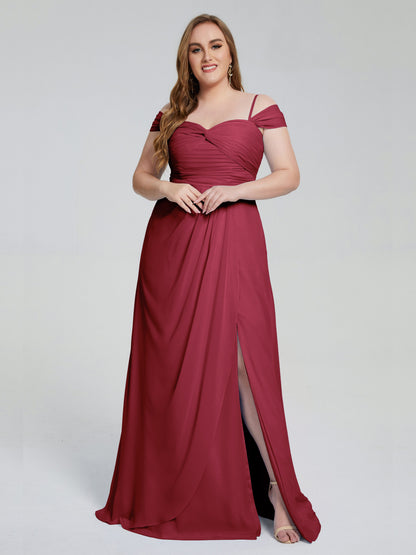 Catherine Elegant Straps Split Plus Size Bridesmaid Dresses