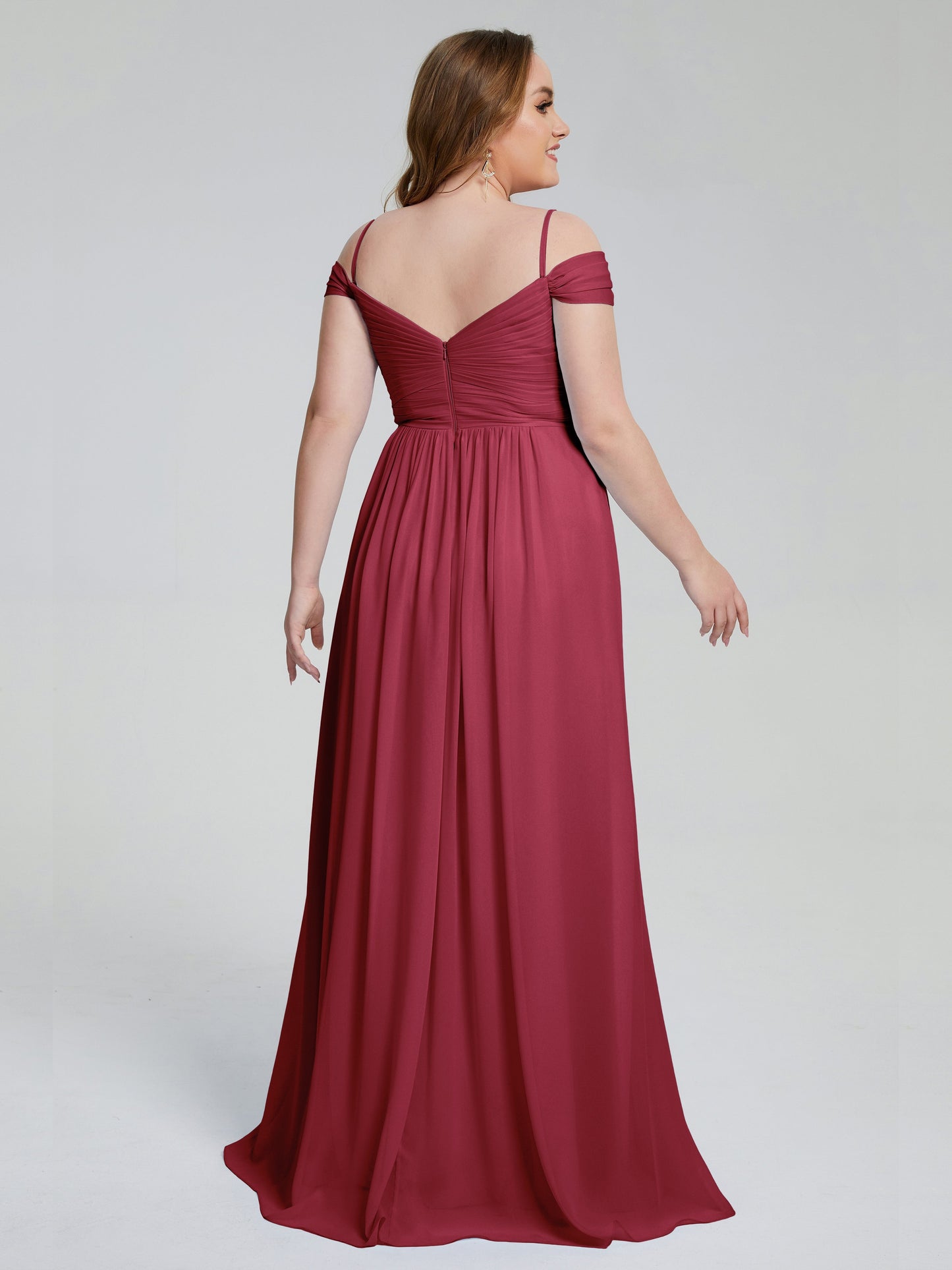 Catherine Elegant Straps Split Plus Size Bridesmaid Dresses