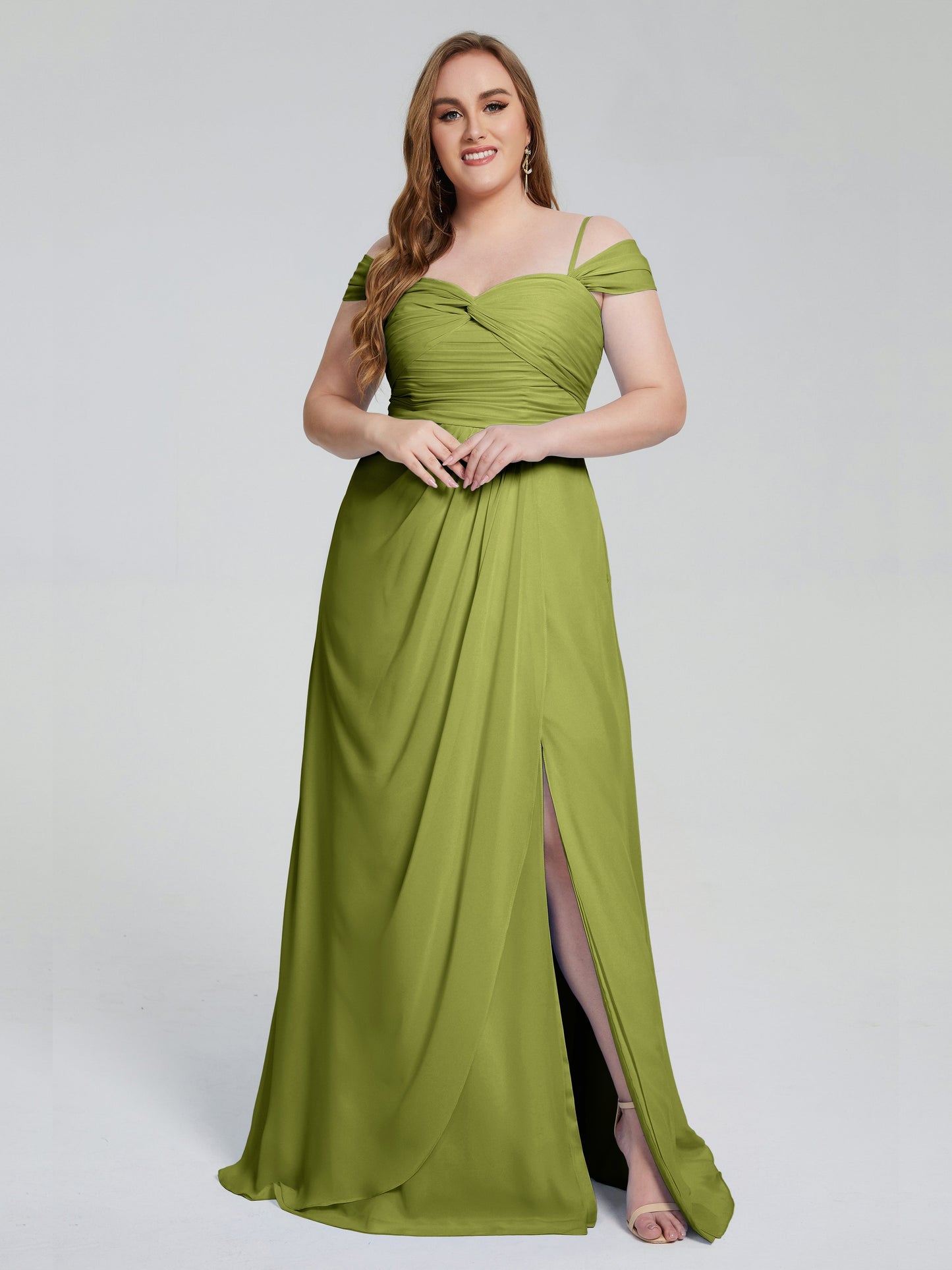 Catherine Elegant Straps Split Plus Size Bridesmaid Dresses