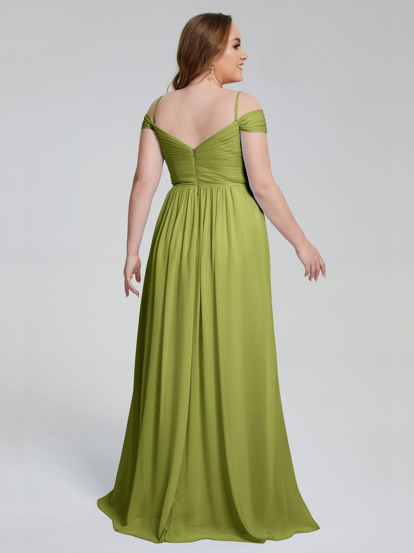 Catherine Elegant Straps Split Plus Size Bridesmaid Dresses