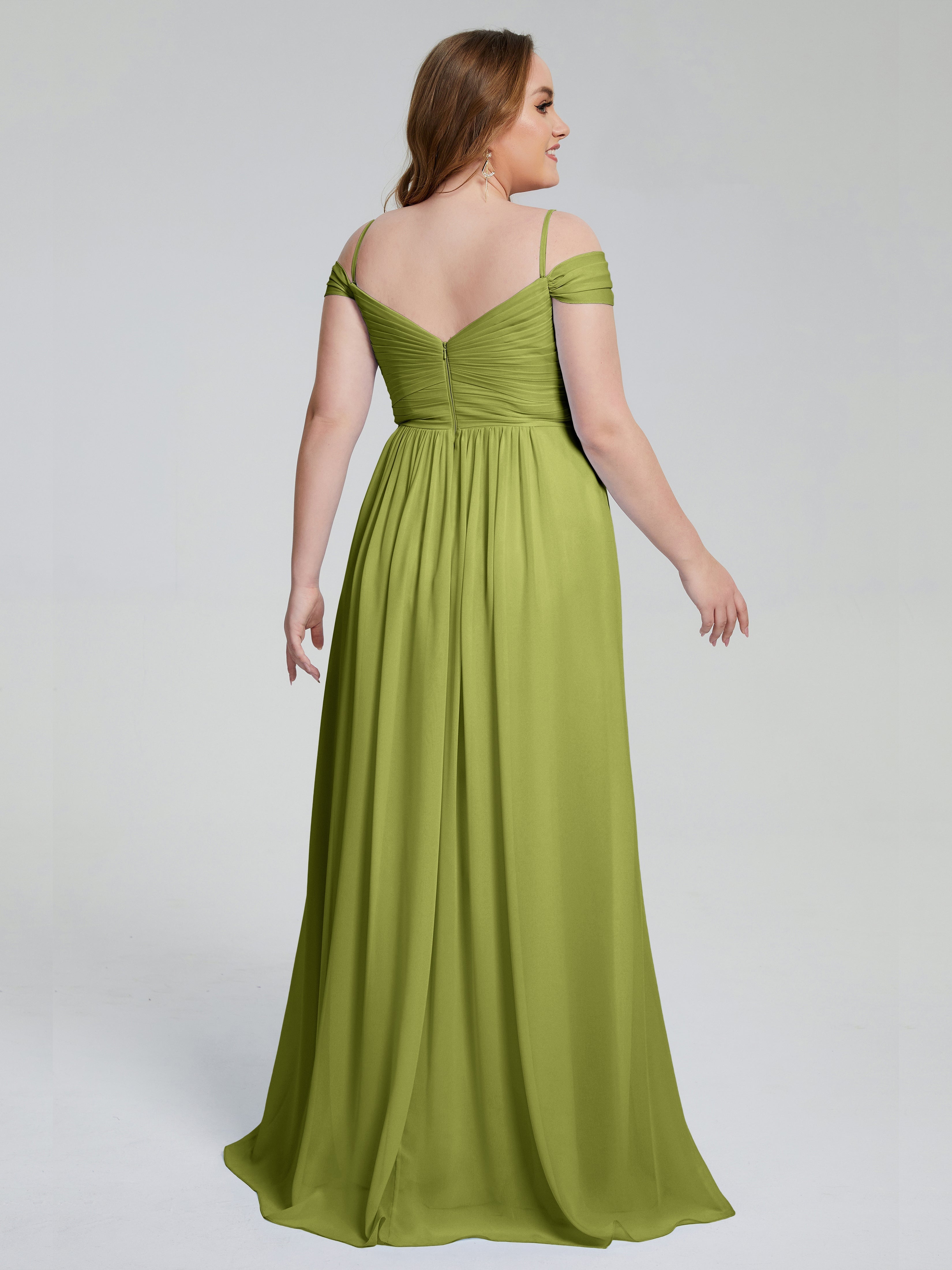 Catherine Elegant Straps Split Plus Size Bridesmaid Dresses