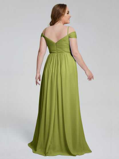 Catherine Elegant Straps Split Plus Size Bridesmaid Dresses