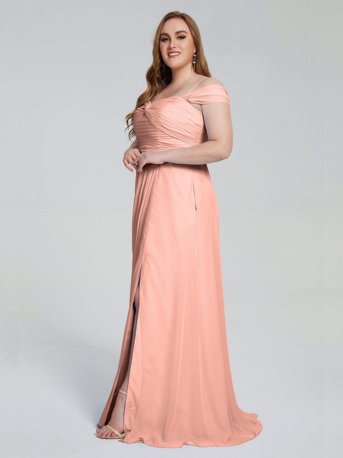 Catherine Elegant Straps Split Plus Size Bridesmaid Dresses