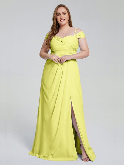Catherine Elegant Straps Split Plus Size Bridesmaid Dresses