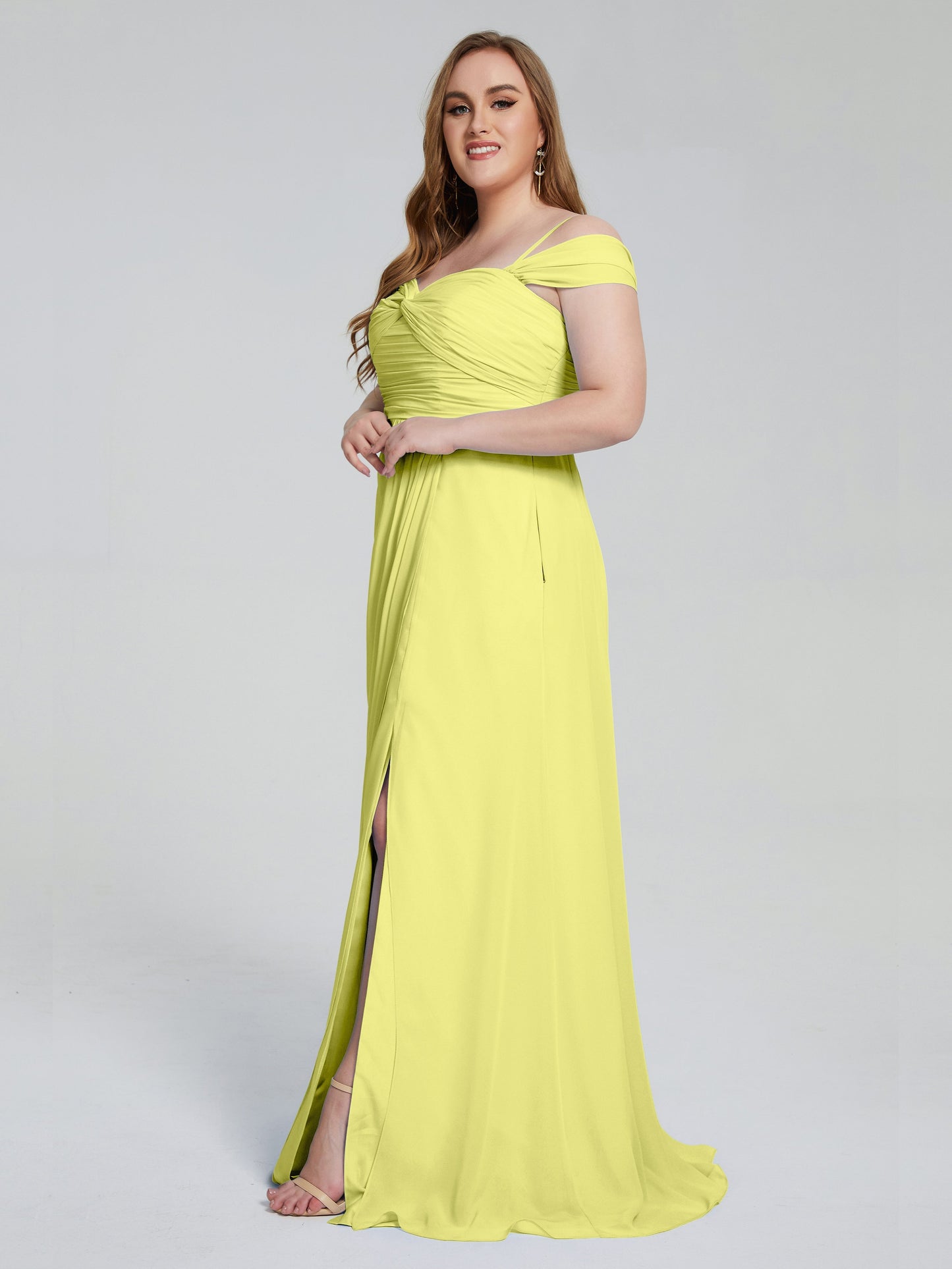 Catherine Elegant Straps Split Plus Size Bridesmaid Dresses
