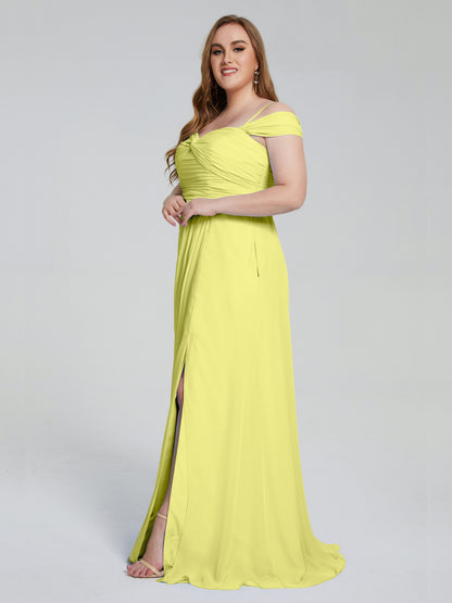 Catherine Elegant Straps Split Plus Size Bridesmaid Dresses