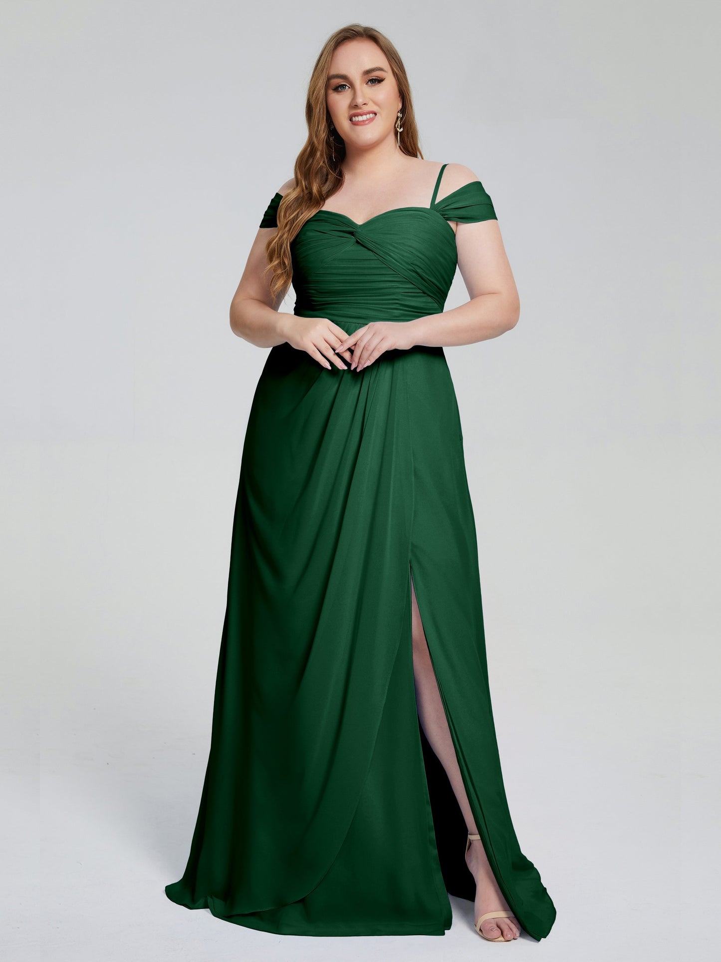 Catherine Elegant Straps Split Plus Size Bridesmaid Dresses