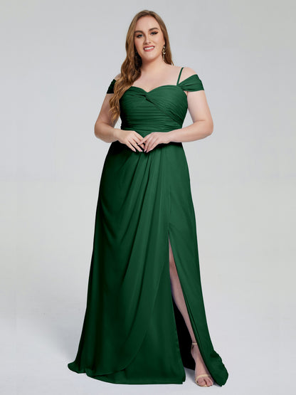 Catherine Elegant Straps Split Plus Size Bridesmaid Dresses