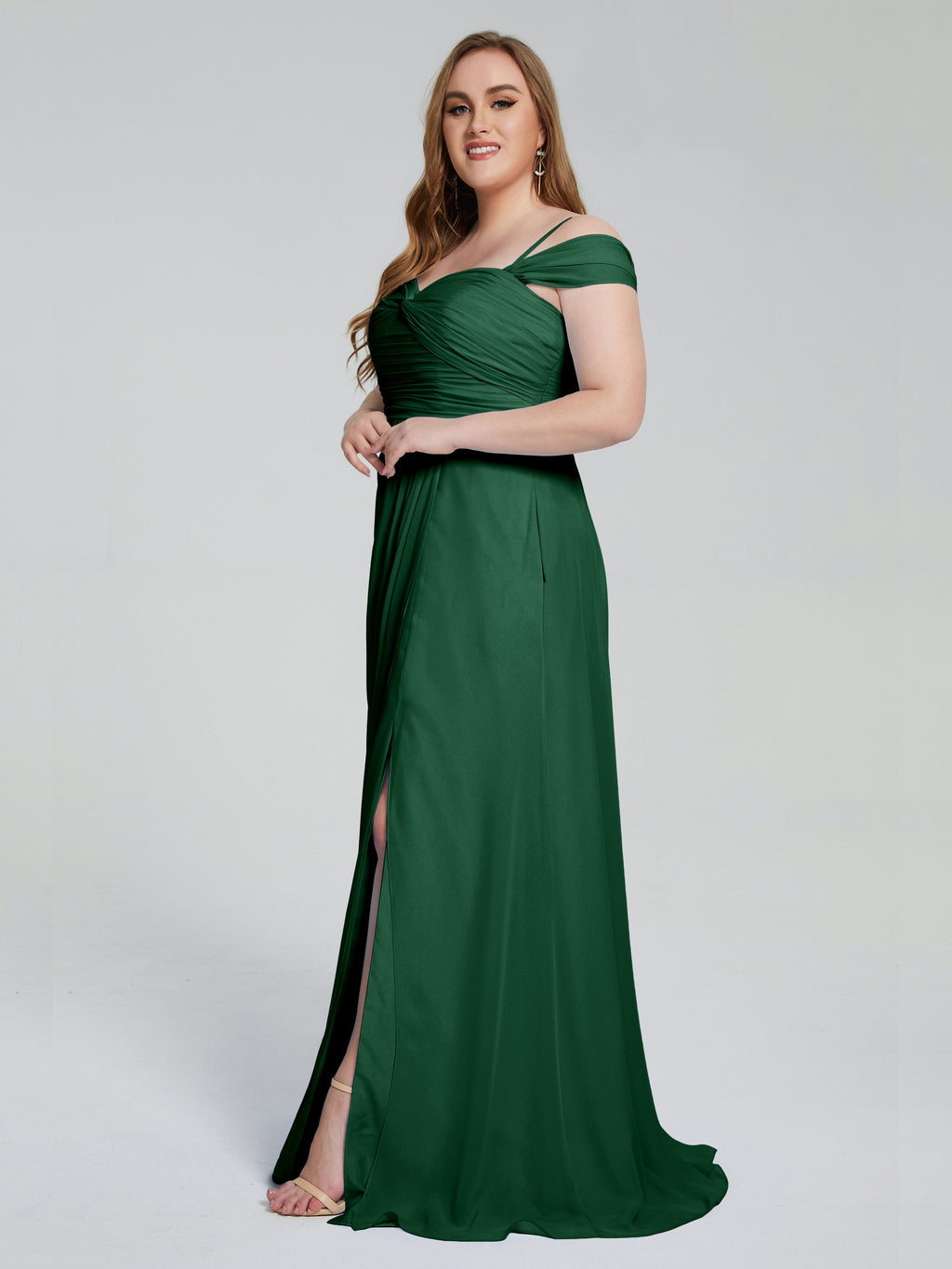 Catherine Elegant Straps Split Plus Size Bridesmaid Dresses