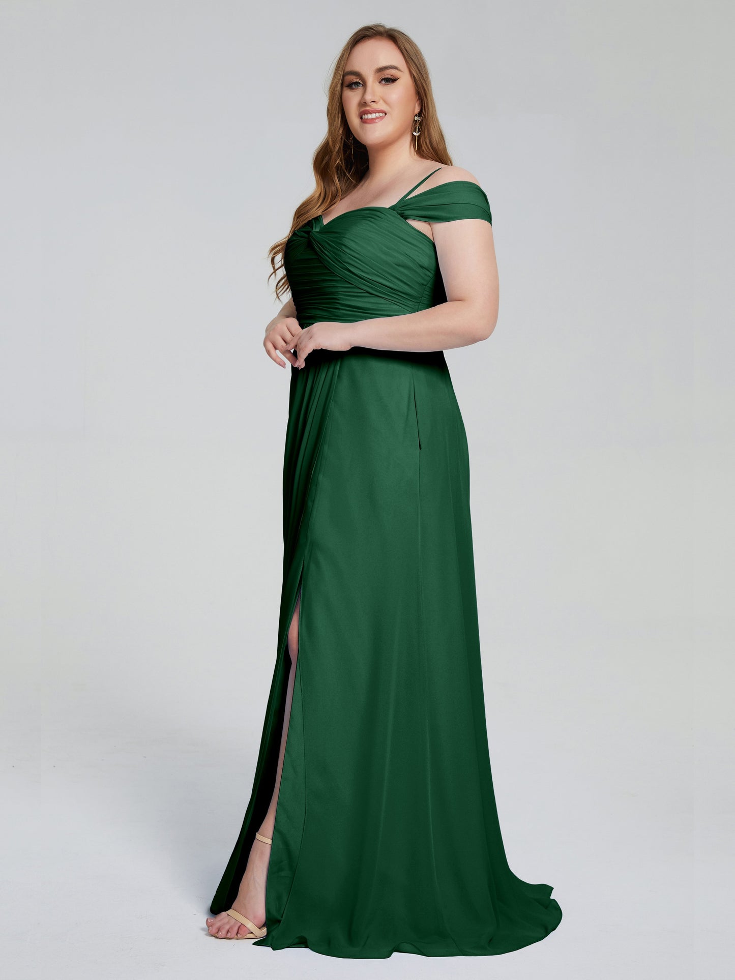 Catherine Elegant Straps Split Plus Size Bridesmaid Dresses