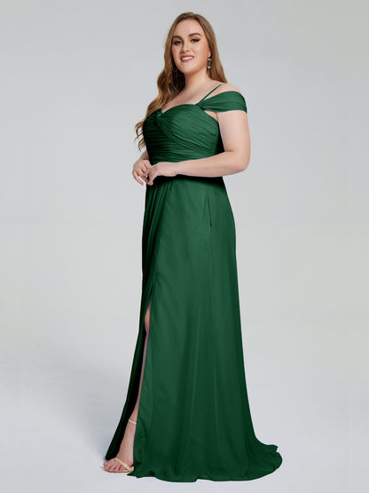Catherine Elegant Straps Split Plus Size Bridesmaid Dresses