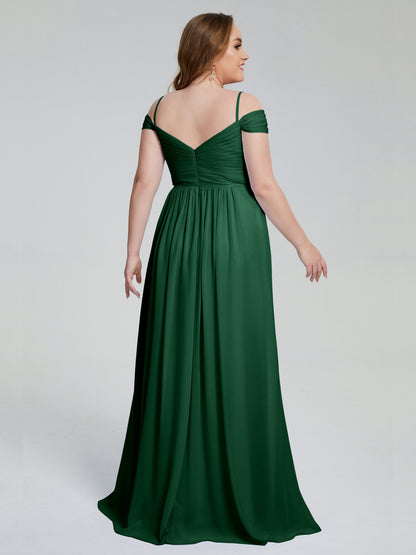 Catherine Elegant Straps Split Plus Size Bridesmaid Dresses