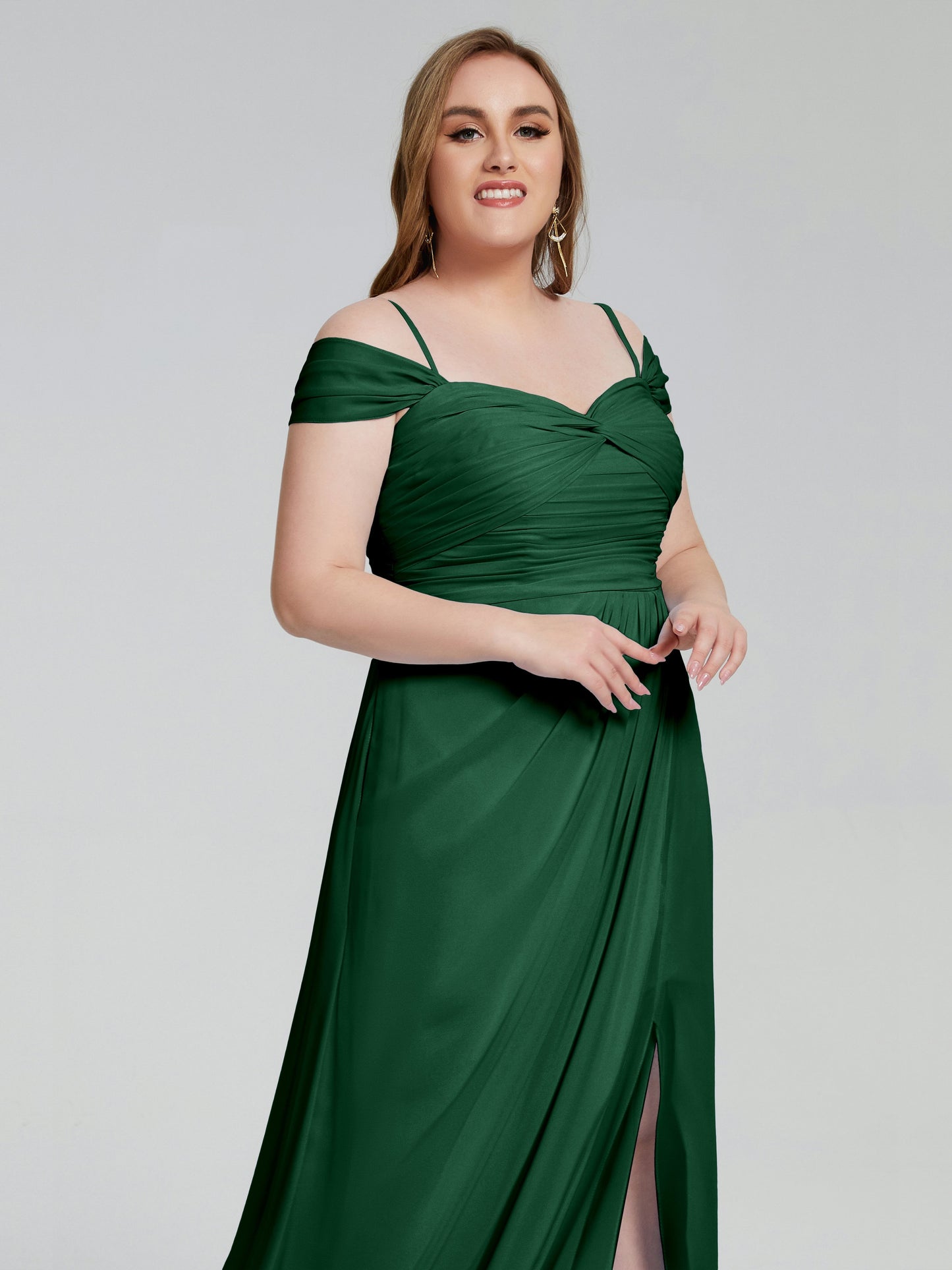 Catherine Elegant Straps Split Plus Size Bridesmaid Dresses