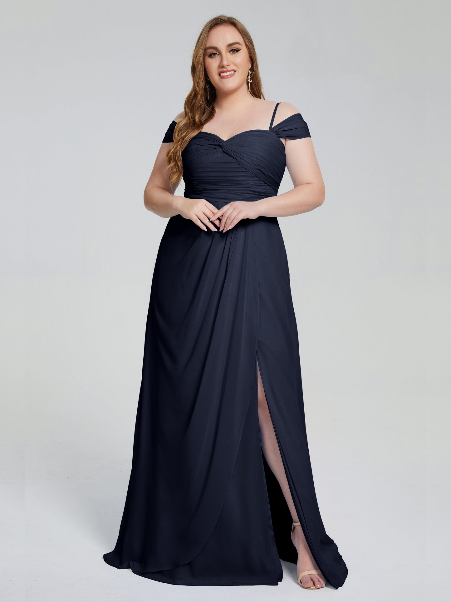 Catherine Elegant Straps Split Plus Size Bridesmaid Dresses