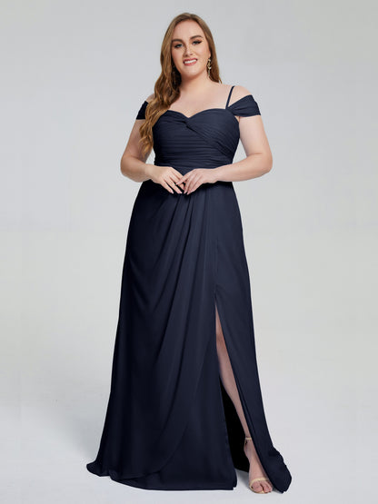 Catherine Elegant Straps Split Plus Size Bridesmaid Dresses