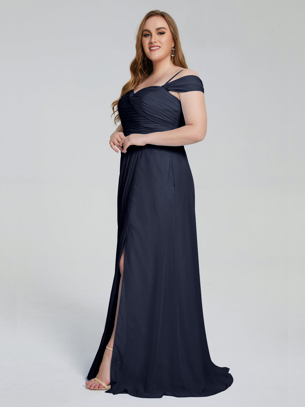 Catherine Elegant Straps Split Plus Size Bridesmaid Dresses