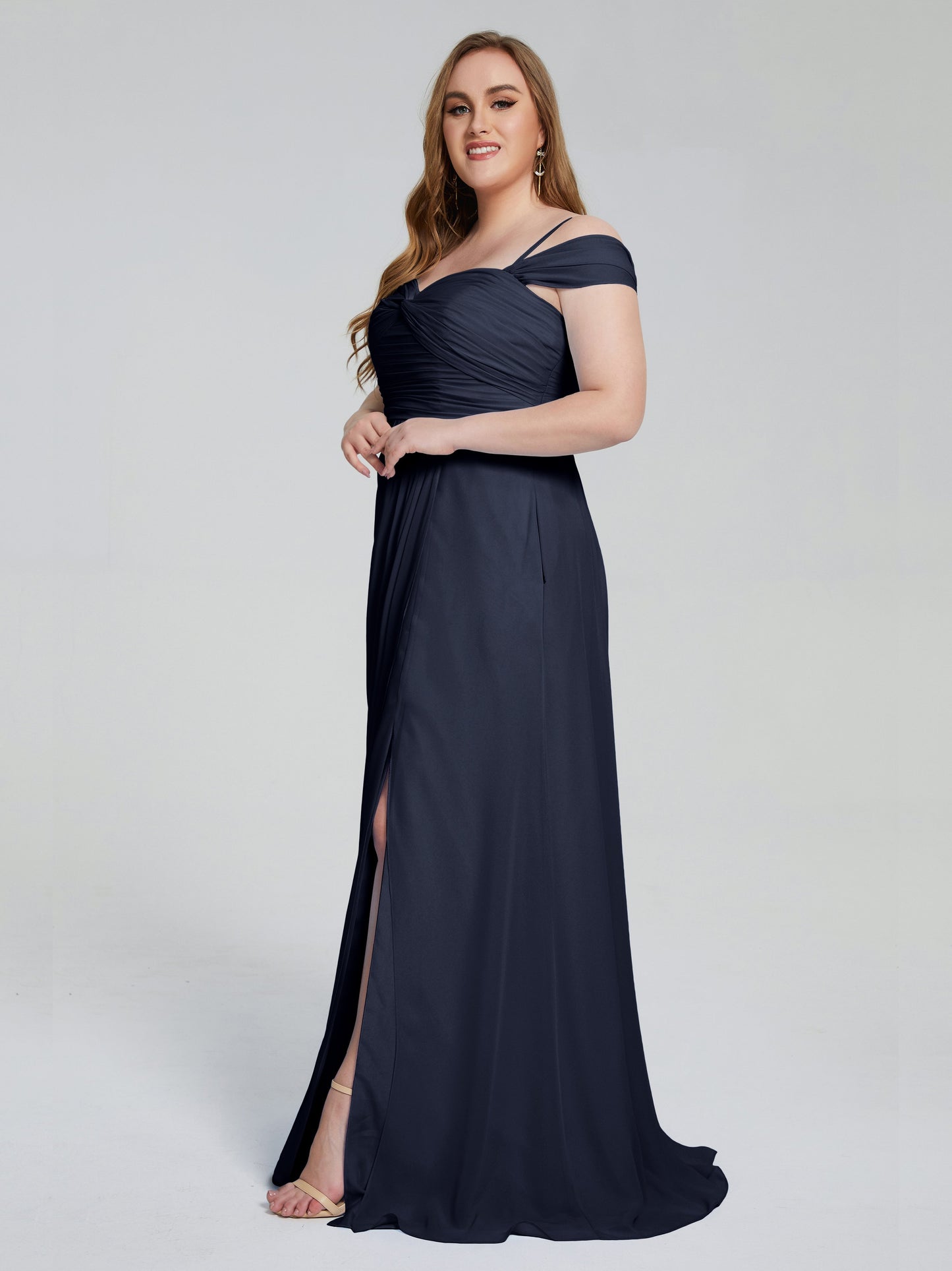 Catherine Elegant Straps Split Plus Size Bridesmaid Dresses