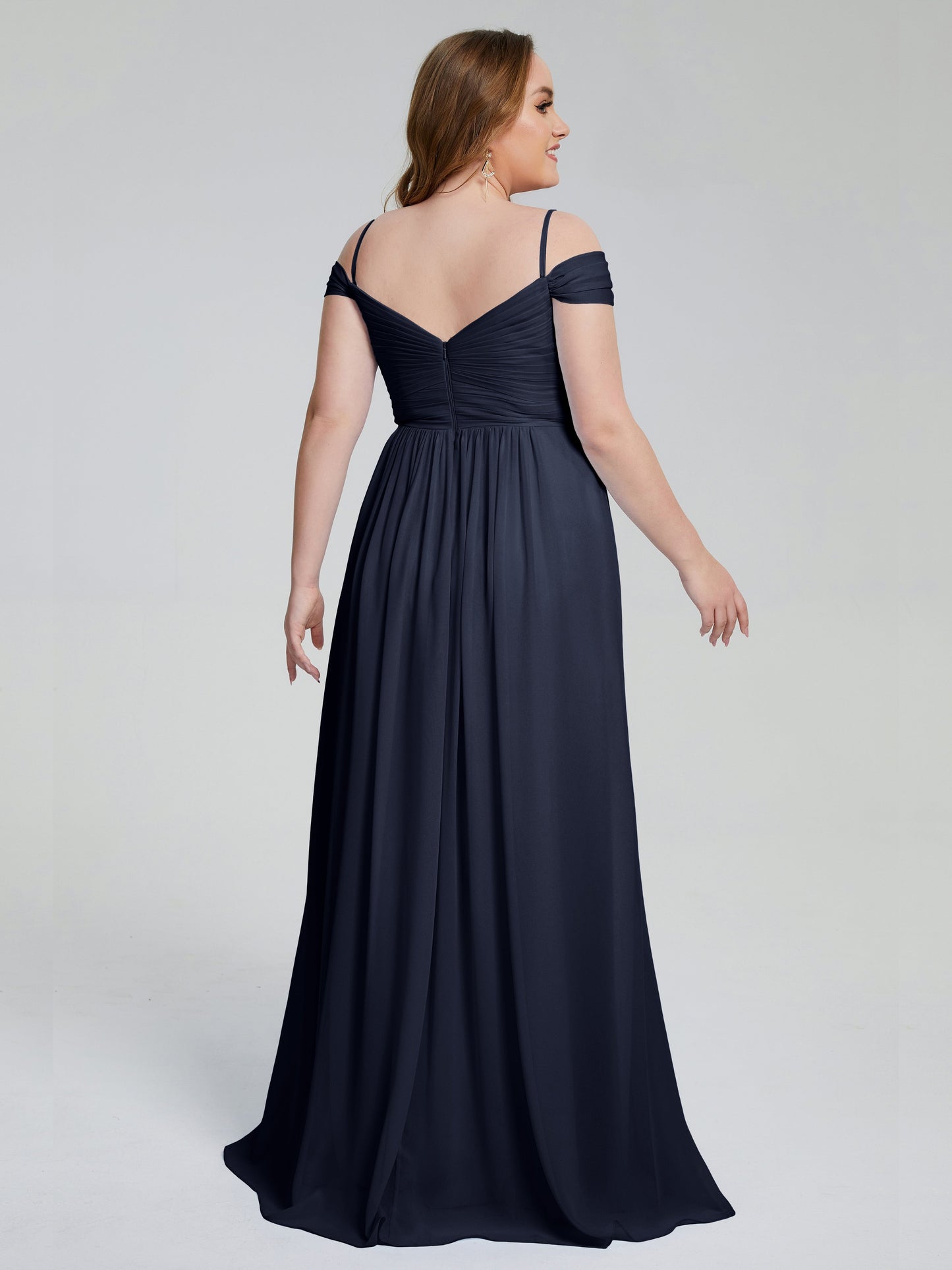 Catherine Elegant Straps Split Plus Size Bridesmaid Dresses
