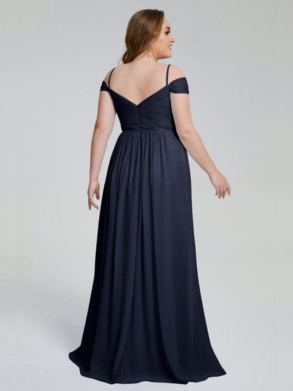 Catherine Elegant Straps Split Plus Size Bridesmaid Dresses
