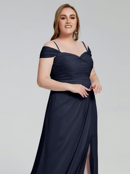 Catherine Elegant Straps Split Plus Size Bridesmaid Dresses