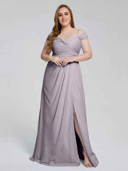 Catherine Elegant Straps Split Plus Size Bridesmaid Dresses