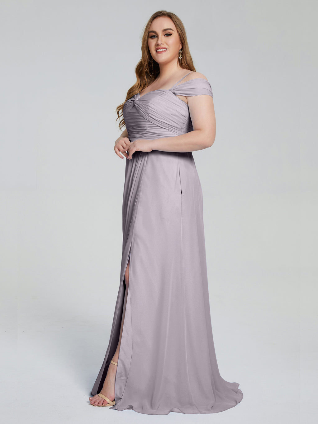 Catherine Elegant Straps Split Plus Size Bridesmaid Dresses