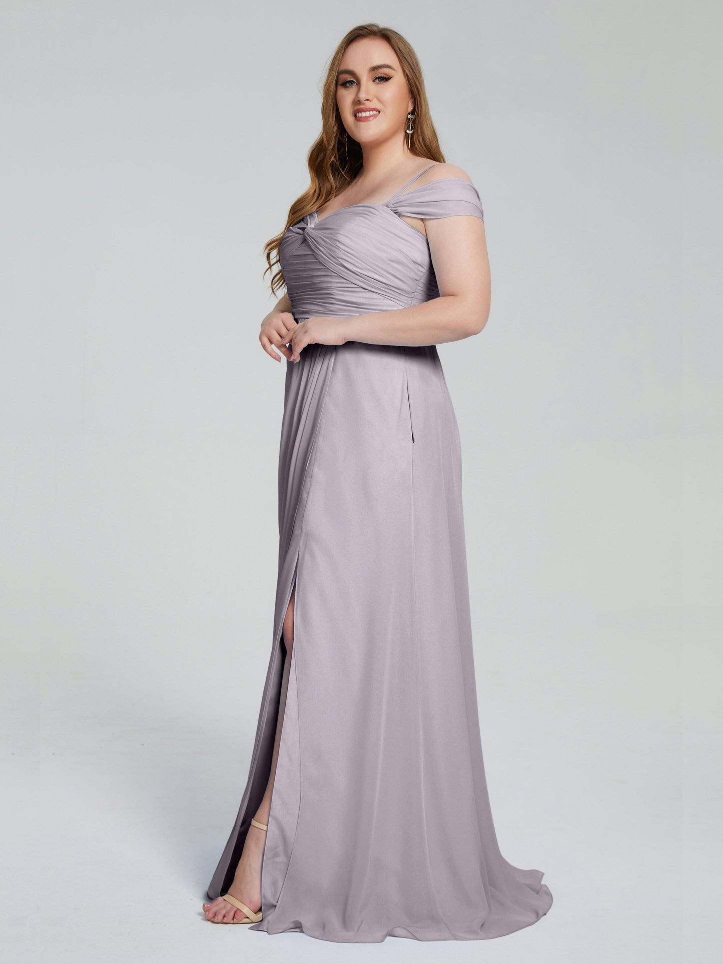 Catherine Elegant Straps Split Plus Size Bridesmaid Dresses