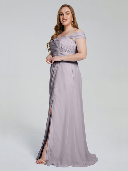 Catherine Elegant Straps Split Plus Size Bridesmaid Dresses