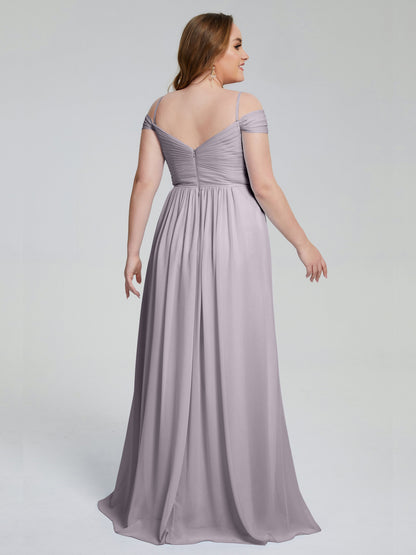 Catherine Elegant Straps Split Plus Size Bridesmaid Dresses