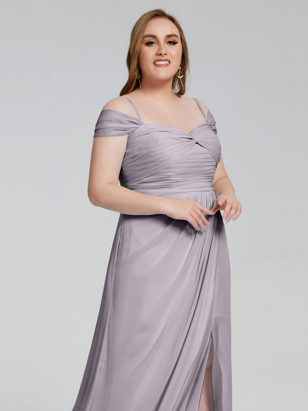 Catherine Elegant Straps Split Plus Size Bridesmaid Dresses
