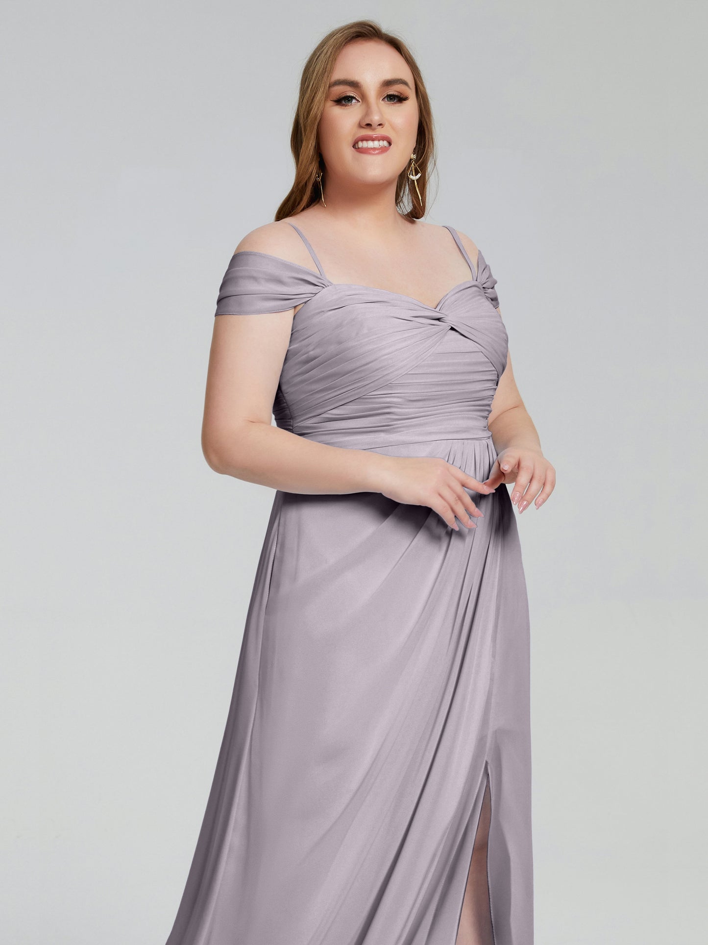 Catherine Elegant Straps Split Plus Size Bridesmaid Dresses