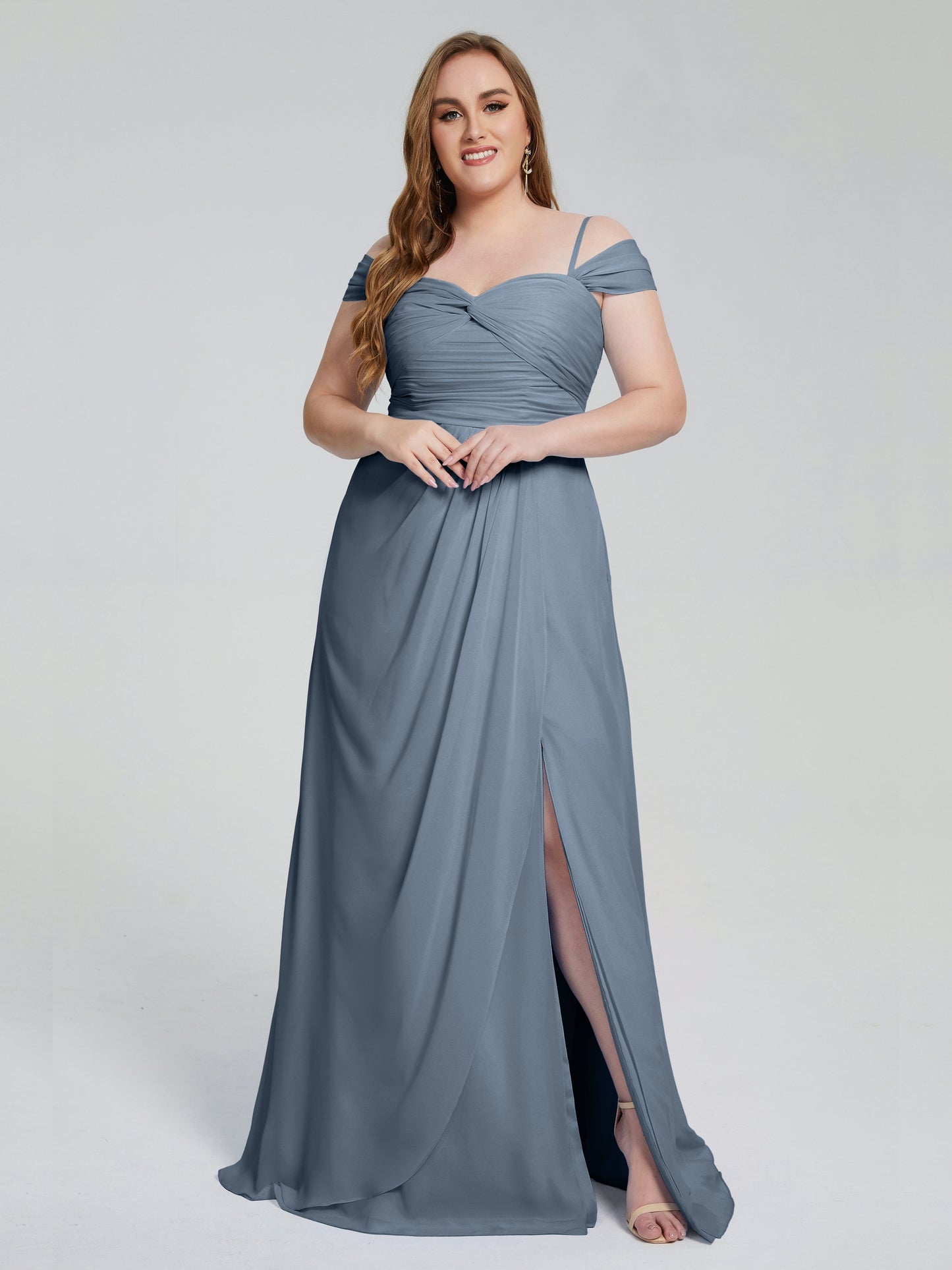 Catherine Elegant Straps Split Plus Size Bridesmaid Dresses