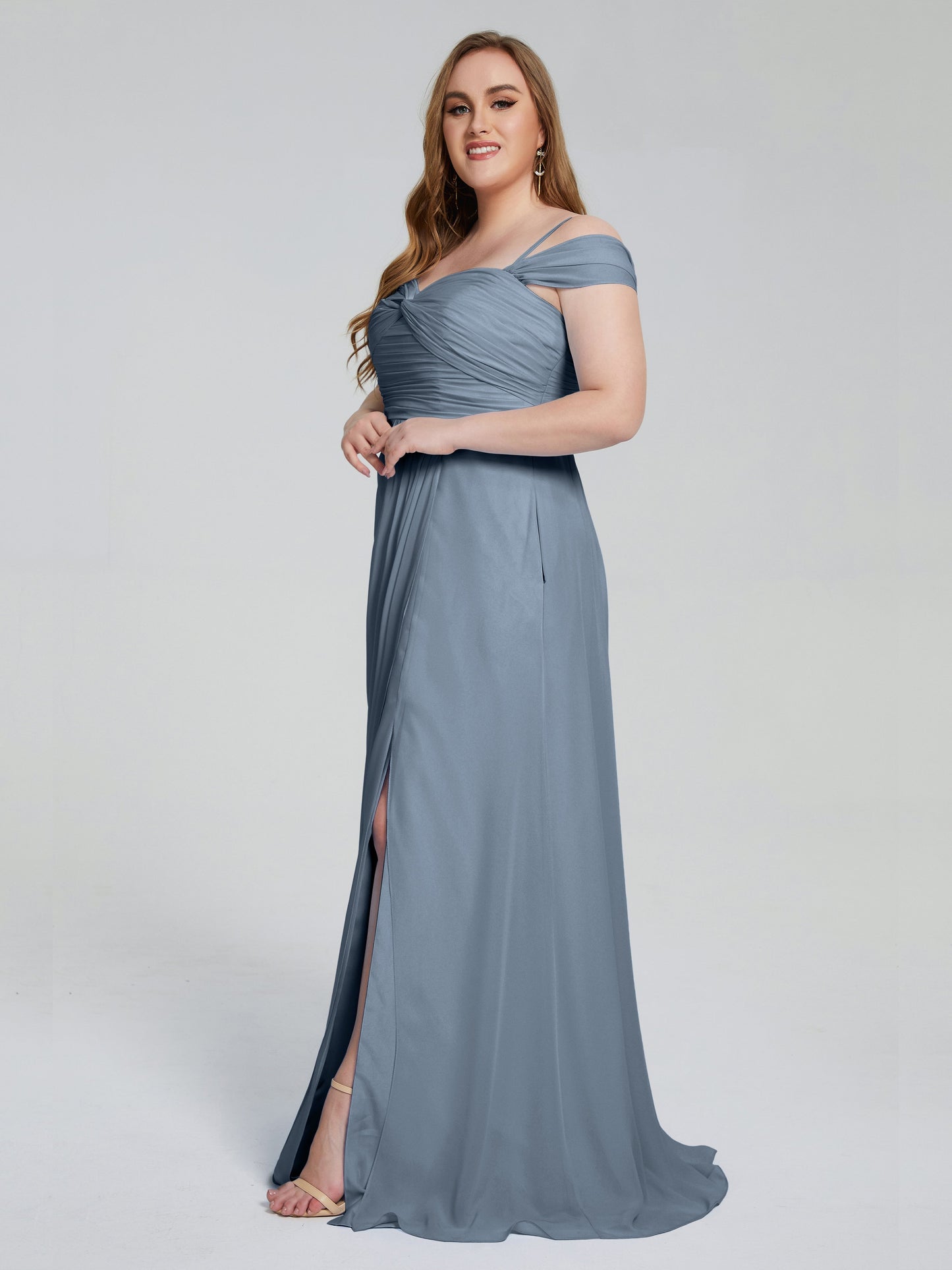 Catherine Elegant Straps Split Plus Size Bridesmaid Dresses