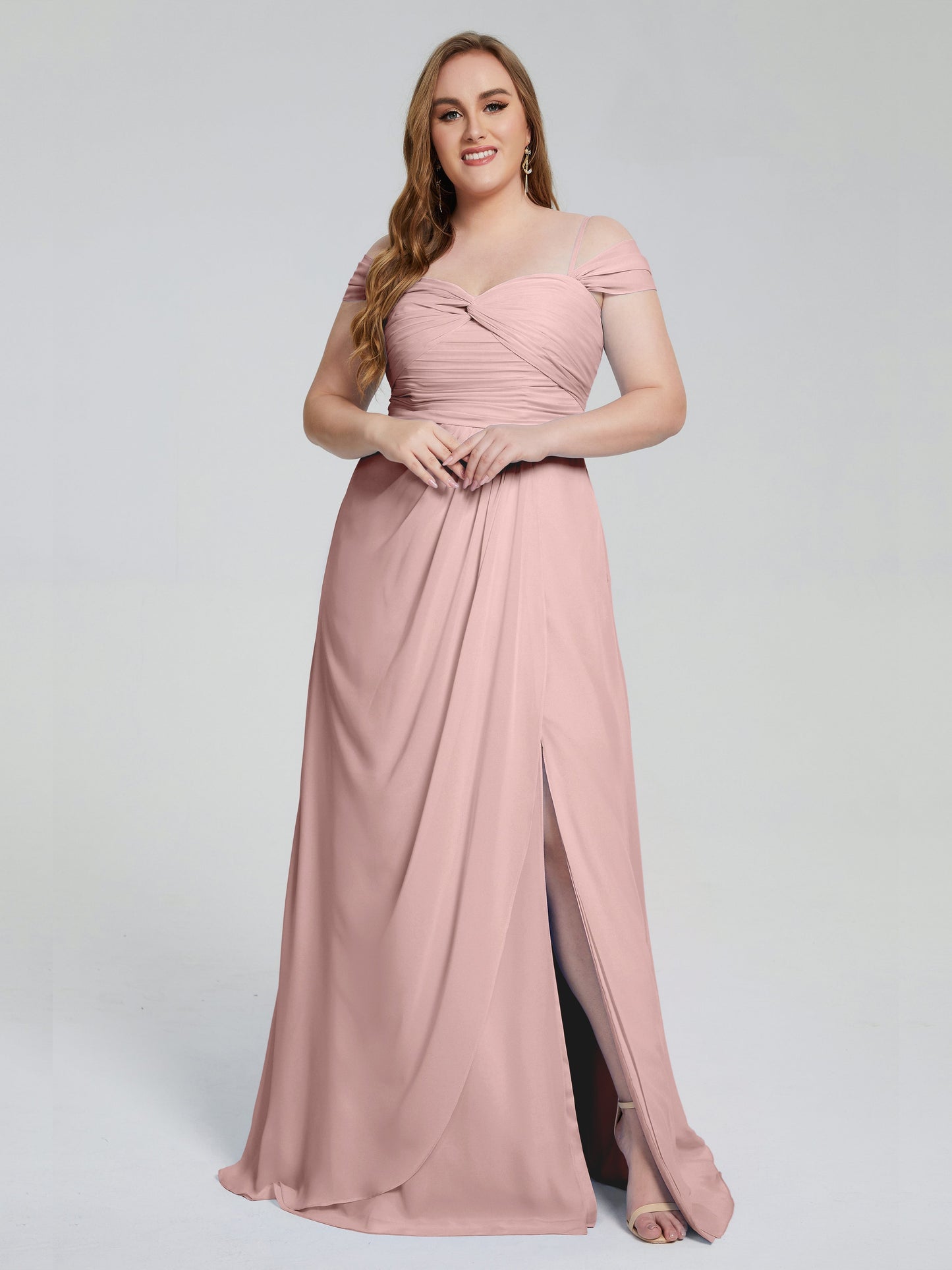 Catherine Elegant Straps Split Plus Size Bridesmaid Dresses