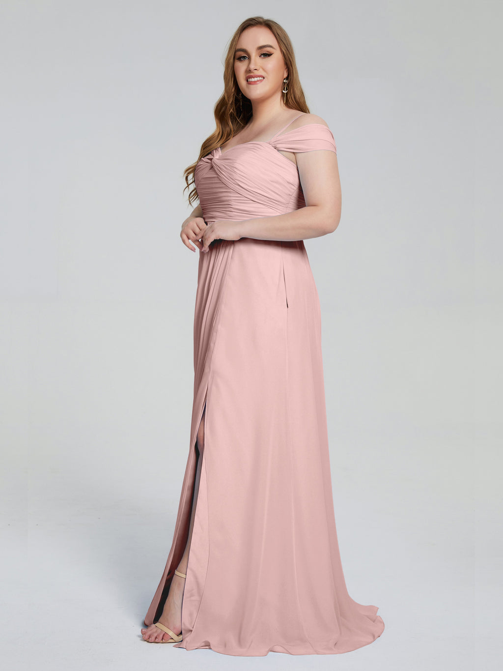 Catherine Elegant Straps Split Plus Size Bridesmaid Dresses