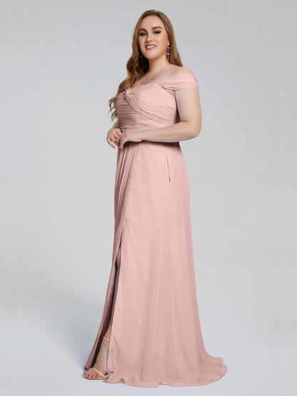 Catherine Elegant Straps Split Plus Size Bridesmaid Dresses