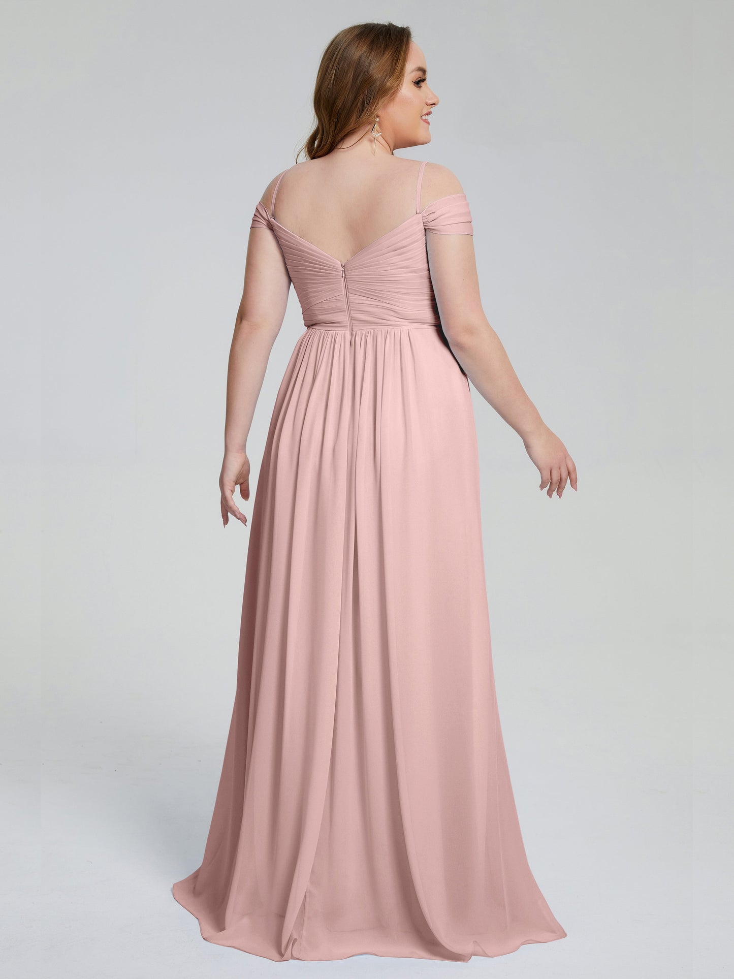 Catherine Elegant Straps Split Plus Size Bridesmaid Dresses
