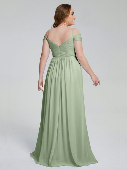 Catherine Elegant Straps Split Plus Size Bridesmaid Dresses